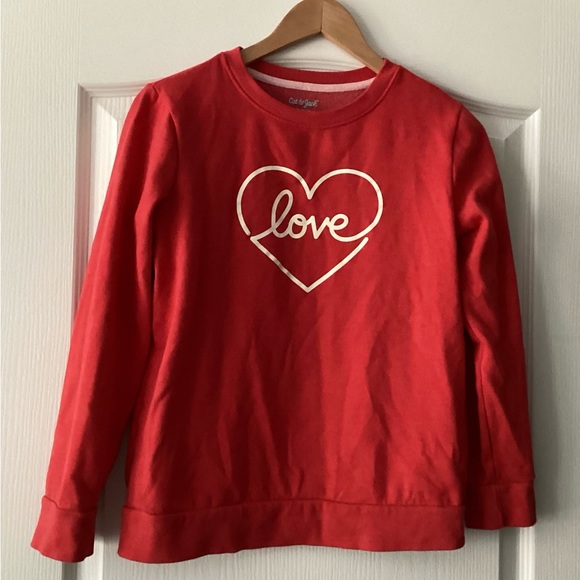 Girls Red Sweatshirt with Love Printed on front - Picture 1 of 3